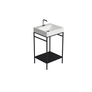 Cento steel free standing unit with metal shelf black matt 50x45