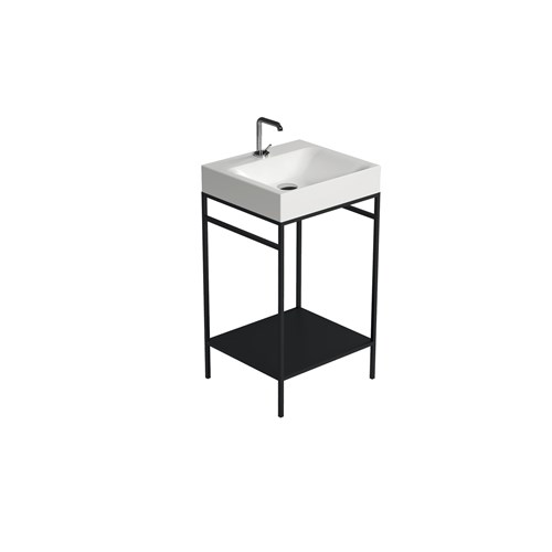 Cento steel free standing unit with metal shelf black matt 50x45