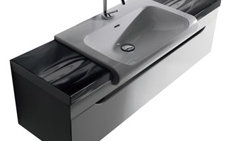 Semi-recessed washbasin with Inka cabinet