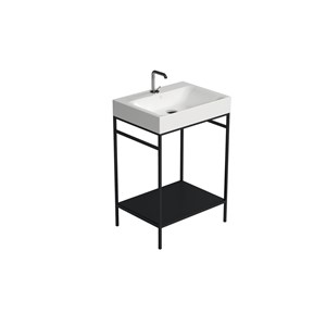 Cento steel free standing unit with metal shelf black matt 60x45