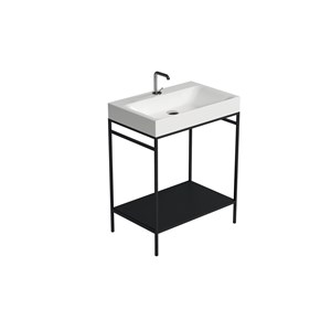 Cento steel free standing unit with metal shelf black matt 70x45