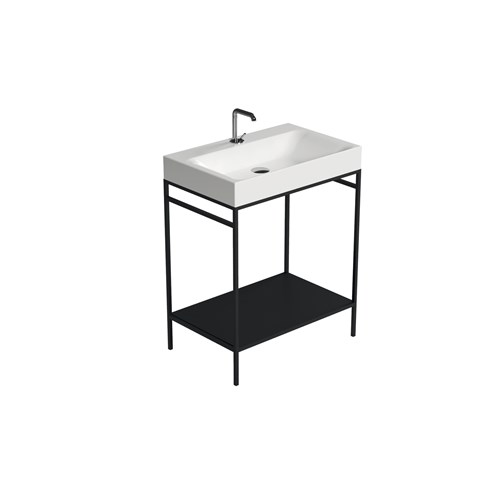 Cento steel free standing unit with metal shelf black matt 70x45