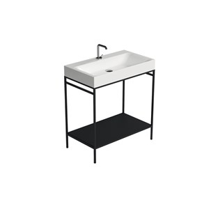 Cento steel free standing unit with metal shelf black matt 80x45