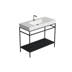 Cento steel free standing unit with metal shelf black matt 100x45