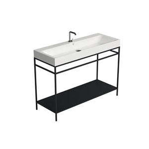 Cento steel free standing unit with metal shelf black matt 120x45