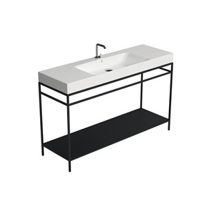 Cento steel free standing unit with metal shelf black matt 140x45