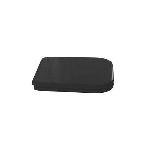 Glossy black resin polyester toilet seat and cover SOFT CLOSE - Gold hinges finish