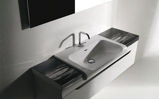 Inka cabinet with semi-recessed washbasin for beautiful and functional bathrooms